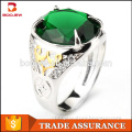 Green imitation diamond two color plating men commemorate ring